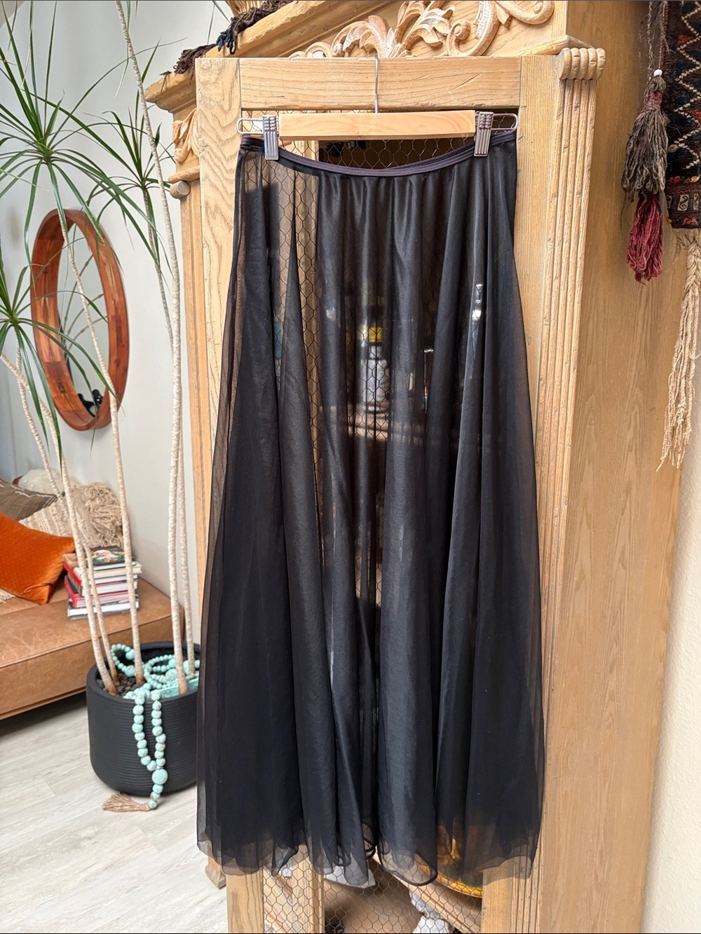 Black Sheer Mesh Maxi Skirt